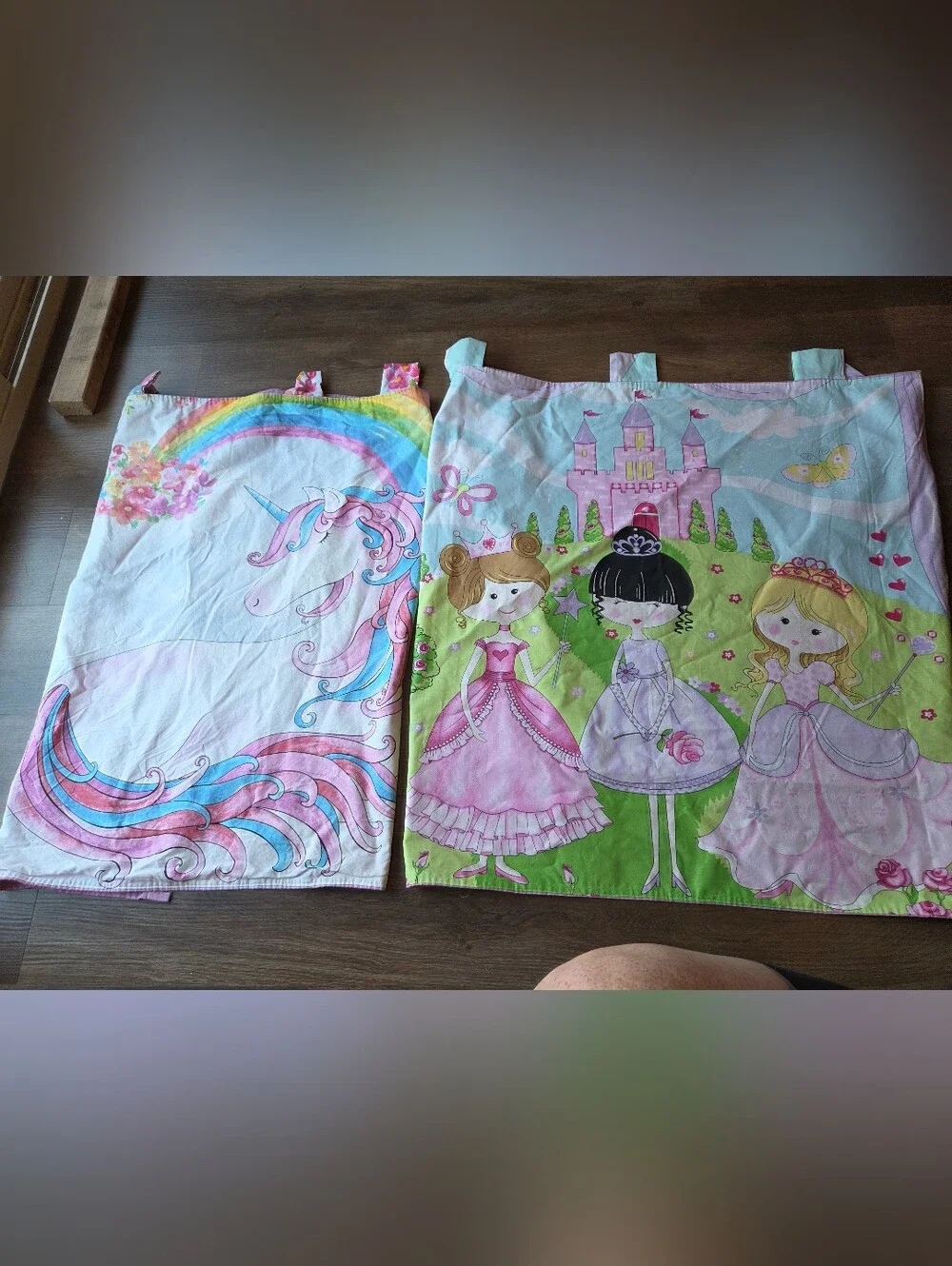 Set of 2 Hand Made Princess Castle Unicorn Pink & Purple Girls Bedroom Curtains